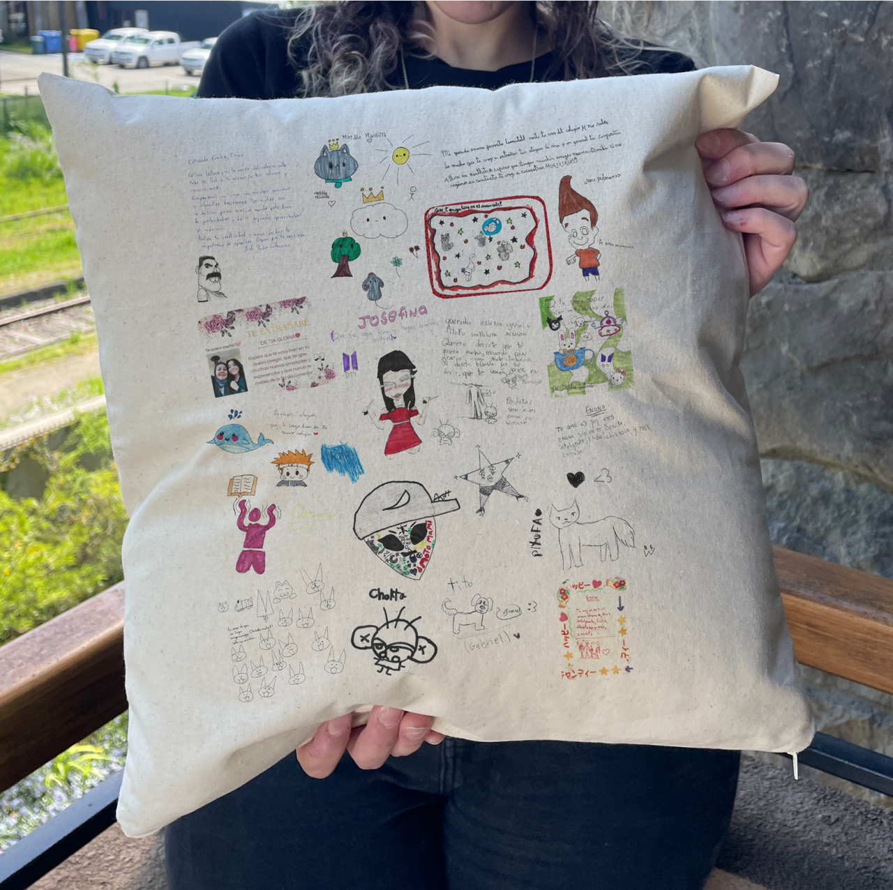 Funda Cojín Personalizado Dibujo Regalo Profe