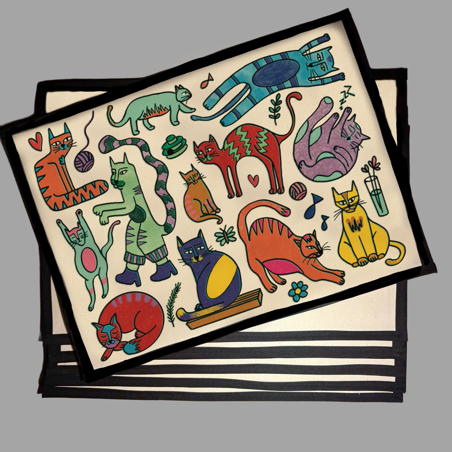 Set Individuales Estampados Gatos