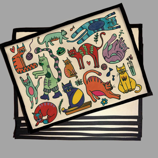 Set Individuales Estampados Gatos