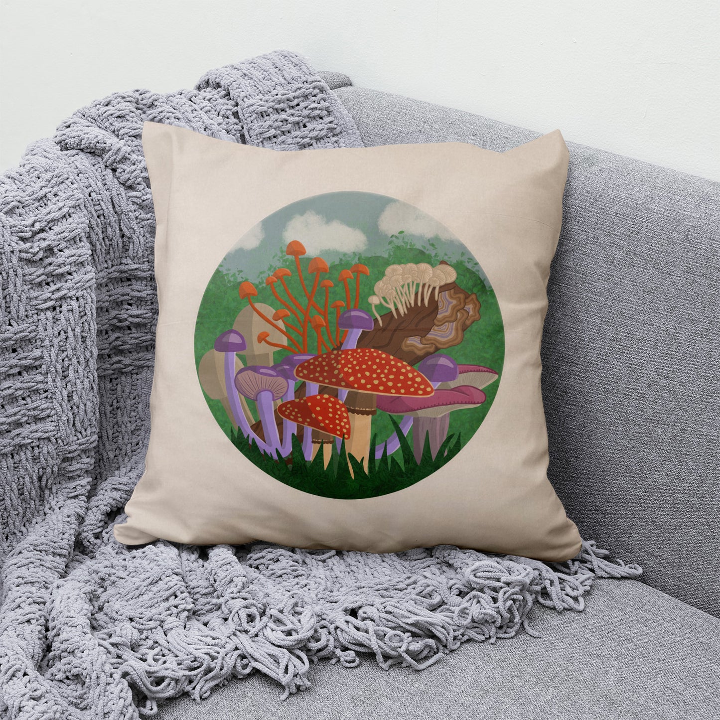 Funda Cojín Ilustración Fungi
