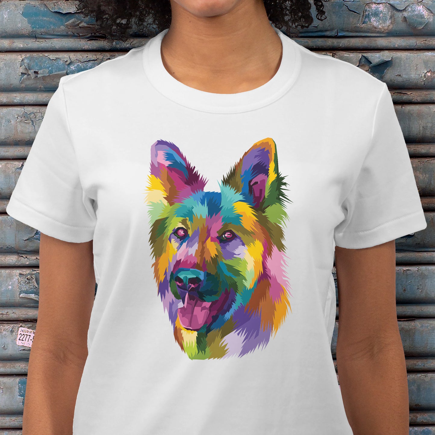 Polera Estampada Perro Pastor Alemán Popart