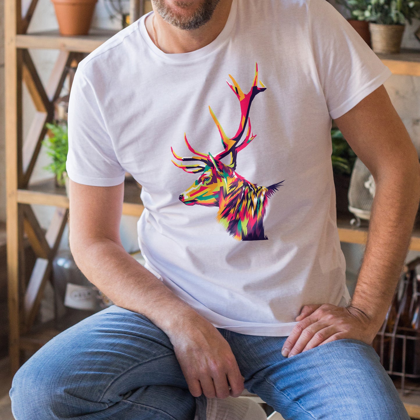 Polera Estampada Ciervo Popart