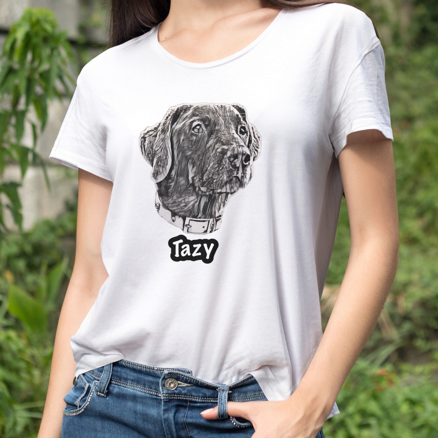 Polera Personalizada Mascota Blanco y negro