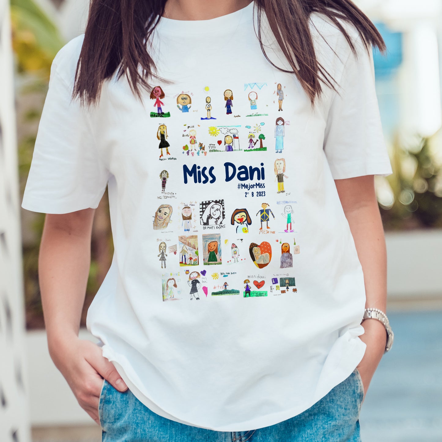 Polera Personalizada Dibujo Regalo Profe - Despedida Alumno