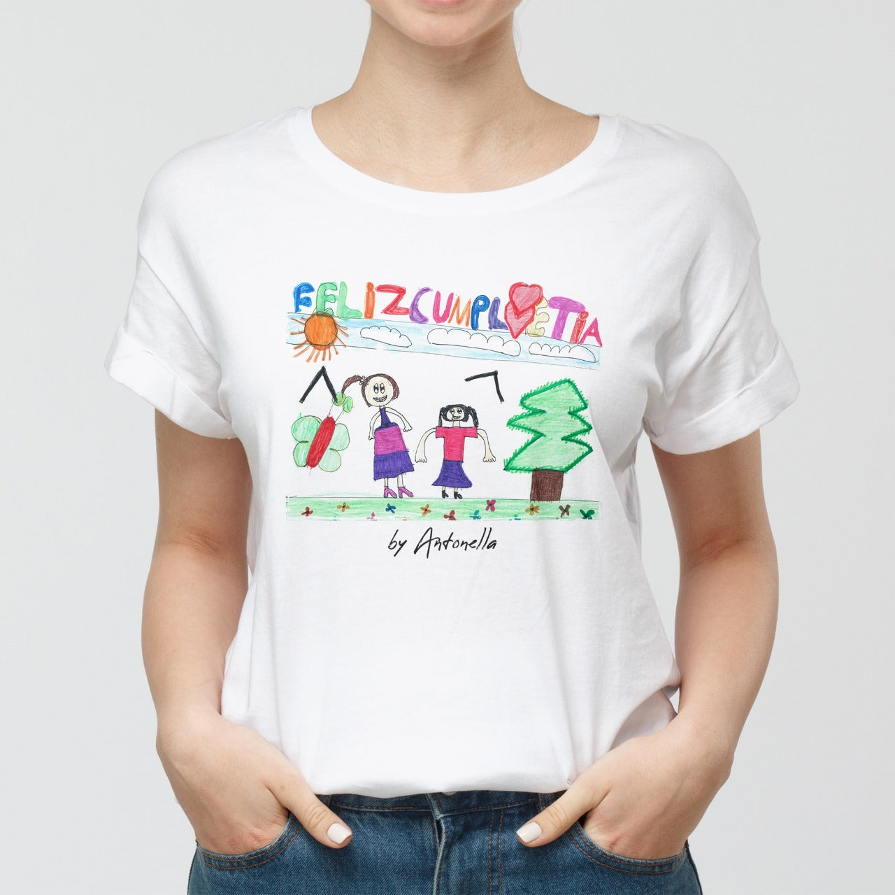 Polera Personalizada Blanca Dibujo