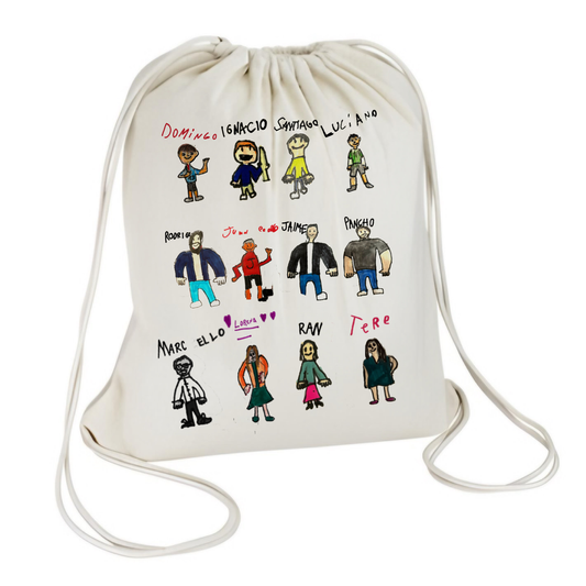 Mochila Morral Personalizada Dibujo Regalo Fin de Año Escolar (c/u para pedidos sobre 20 unidades)