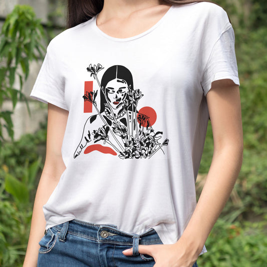 Polera Ilustración Ramo Japonés